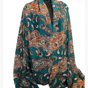Forever 21 Paisley Teal and Orange Scarf Wrap Shawl!